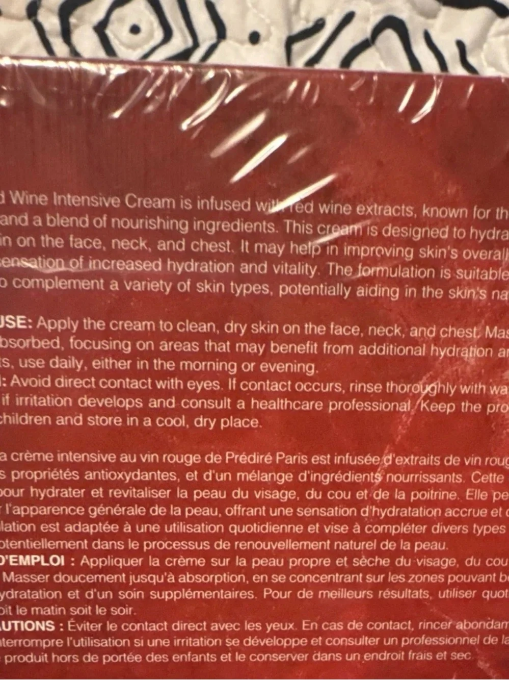 Prédiré Paris Red Red Wine Intensive Cream – Hydrating Anti‑Aging Moisturizer